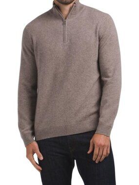 NAADAM Cashmere Quarter Zip Mock Neck Sweater With Contrast Collar